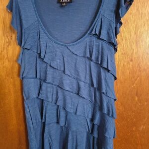 A. Byer Teal Ruffle Blouse